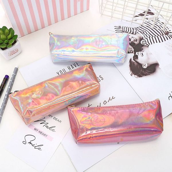 

thinkthendo hologram holographic pencil bag zipper pouch handbag makeup laser bag storage 2018 cosmetic make up bags for women