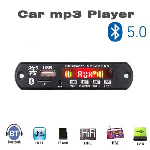 

5v/12v bluetooth car mp3 player decoder board fm radio colored screen call recorder decoder board audio accessories