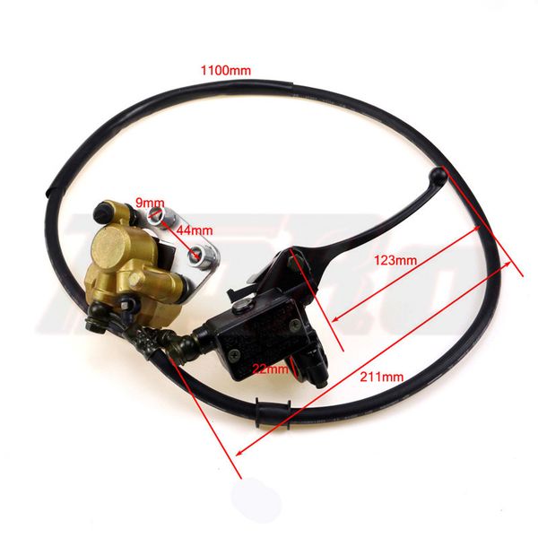 

motorcycle front hydraulic brake master caliper cylinder assembly with 2 pump for 110cc 125cc 140cc crf70 pit dirt bike 1100mm