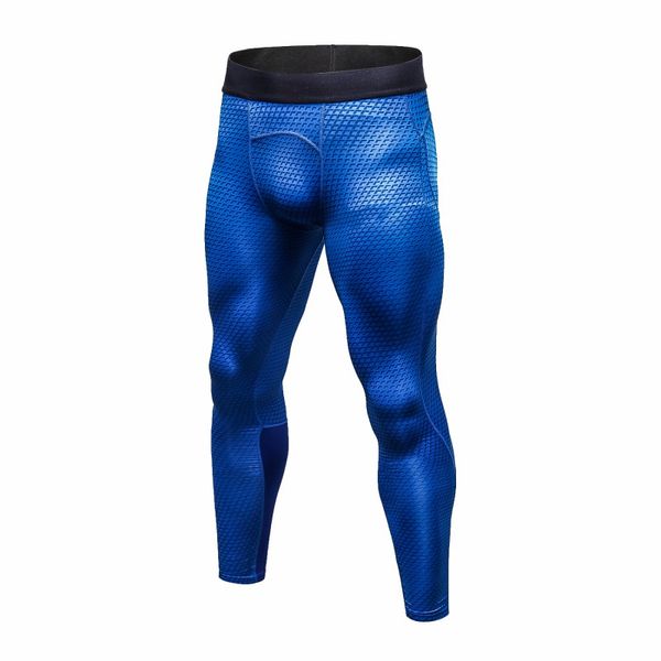 

2019 men's fitness leggings workout pants high waist high elastic quick-drying trousers sporting leggings, Black;blue