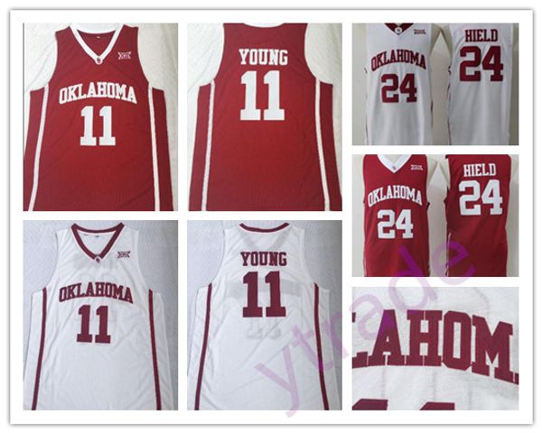 

ncaa oklahoma sooners college trae young jerseys stitched red white buddy hield university basketball jerseys, Black
