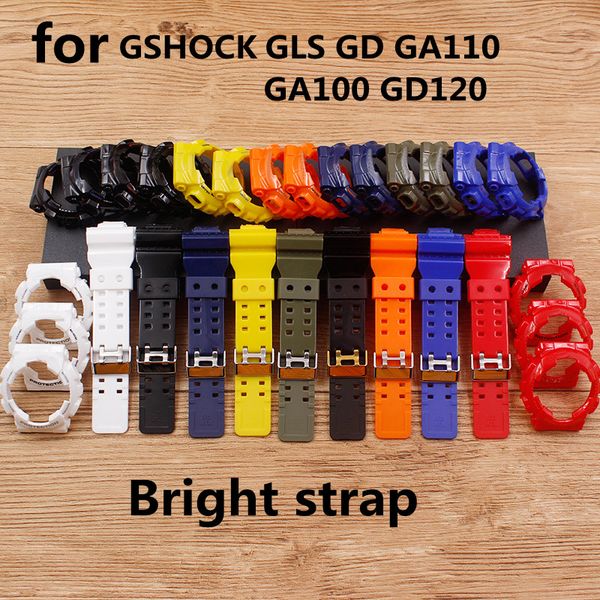 

watch accessories applicable to for gshock watch band gls gd ga100 gd100 ga120 glossy resin case men's women's strap, Black;brown
