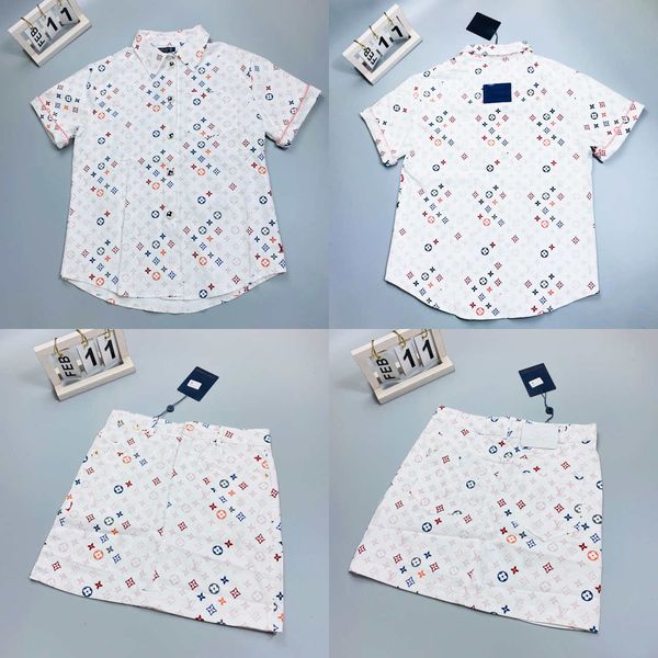 

20s new designer women jacket + dresses suits fashion summer short sleeve jackets with dresses brand shirt dress size s-l yf205222, White