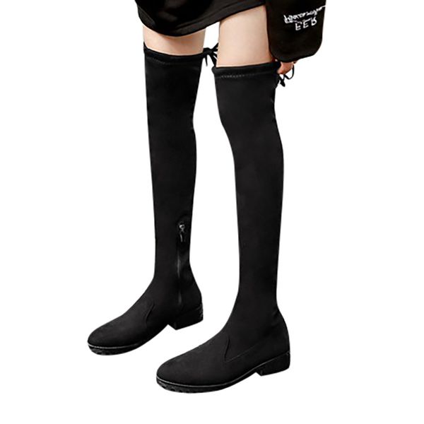 

over knee boots plus size female winter shoes women suede long boots ladies thigh high bota women botas mujer, Black