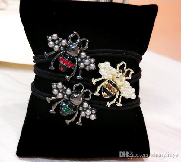 

2019 korean hair accessories headdress new alloy retro hair ring head rope hair rope animal bee personality wild rubber band mixed batch, Pink