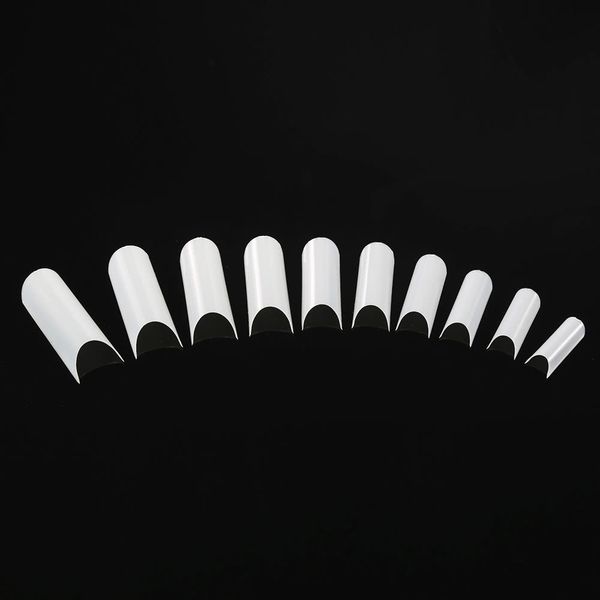 

500pcs/pack white false nail art tips c-shape french nail tips acrylic c curve false mold tools 10 sizes fake nails, Red;gold