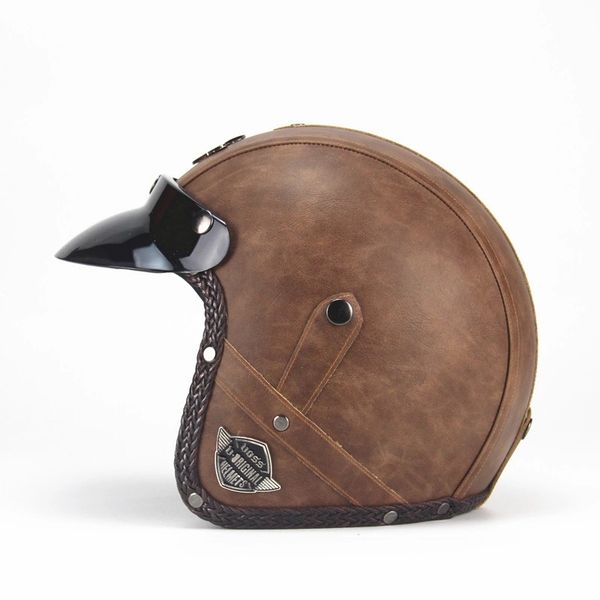 

new arrival pu leather helmets 3/4 motorcycle chopper bike helmet open face vintage motorcycle helmet