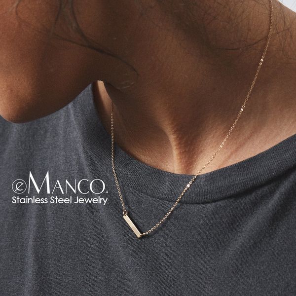 

emanco minimalist chokers necklace for women stainless steel necklace women dainty gold color necklaces jewelry, Golden;silver