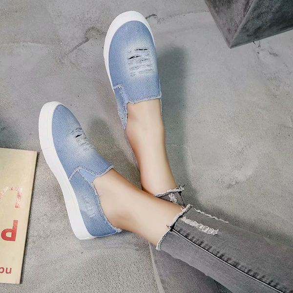 

female canvas non-slip round toe breathable shallow vulcanize loafers women solid color casual shoes ladies slip on sneakers, Black
