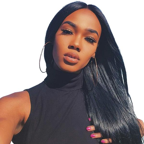 

парик фронта шнурка человеческих волос с волосами младенца для чернокожих женщин естественный цвет индийский реми прямые волосы парики фронт, Black