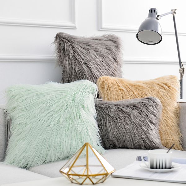 

длинные плюшевые подушки обложка пушистые подушки дело теплая мягкая диван-кровать подушка обложка квадратной формы высокого качества бросьт