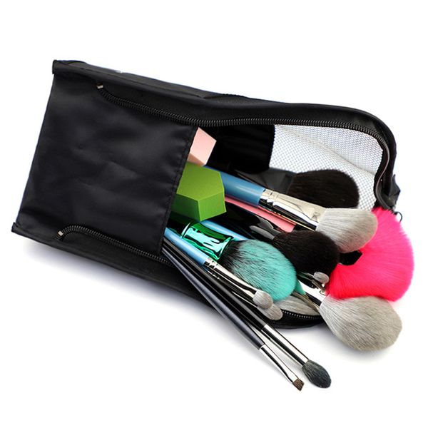 

travel makeup brush bag vacuum organizer bag zipper black practical mesh cosmetics storage case nshopping