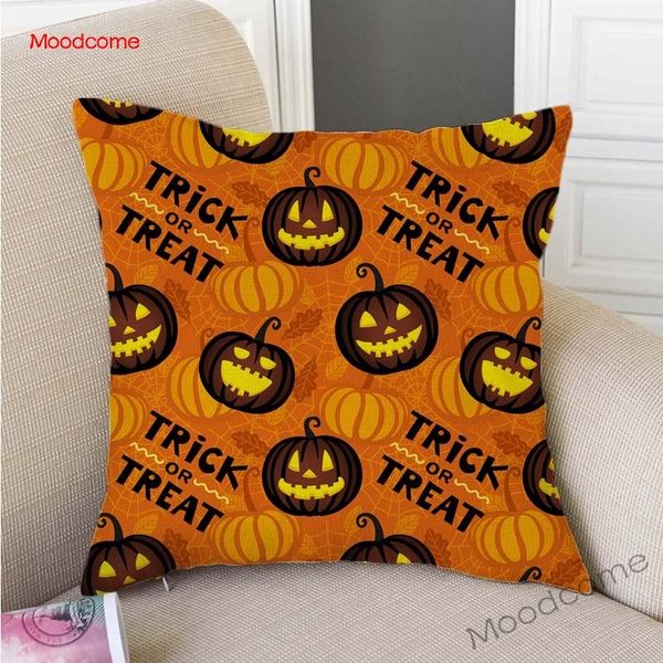 

trick or treat autumn halloween decoration party sofa pillow cover hand drawn pumpkin face cute cartoon pattern cushion cover