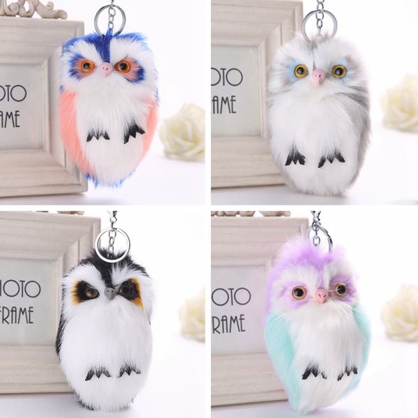 

дизайнер милый птица сова брелок девушка мягкий помпон мяч плюшевые игрушки брелок сумка висит брелок рождественский подарок партии, Silver