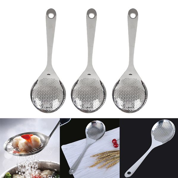 

3xthicken stainless steel deep fry mesh strainer pot colander spoon 34cm