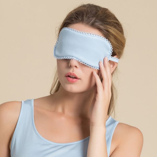 

100% natural silk sleeping eye mask sleep blinder breathable healthy soft sleep eye elastic band mask bandage on eyes for, Blue;gray