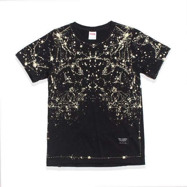 

in 2019 summer, the new chaopai baby's breath star constellation stars printed sweethearts outfit cotton crew neck short, White;black