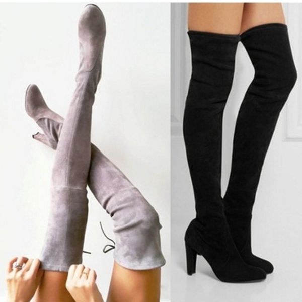 

size 35-43 new women's shoes women's boots black over the knee boots female autumn and winter warm ladies thigh high