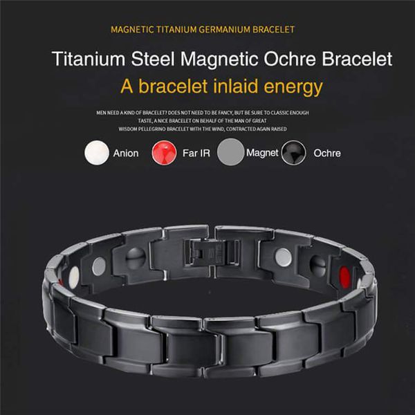 

therapeutic energy healing bracelet stainless steel magnetic therapy bracelet, Black