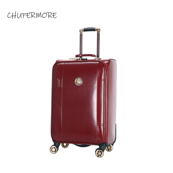 

chupermore black pu leather rolling luggage spinner men business suitcase wheels 20 inch cabin password trolley travel bag