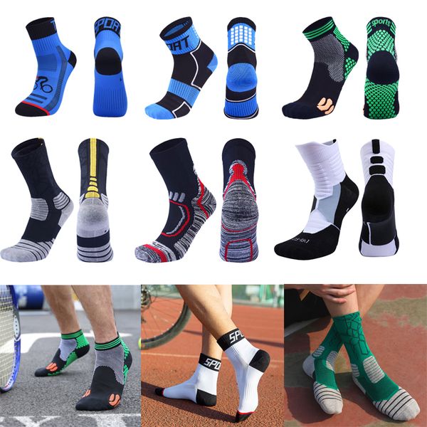 

professional men breathable cycling sock sports basketball socks marathon non-slip compression socks for outdoor bike climb run, Black