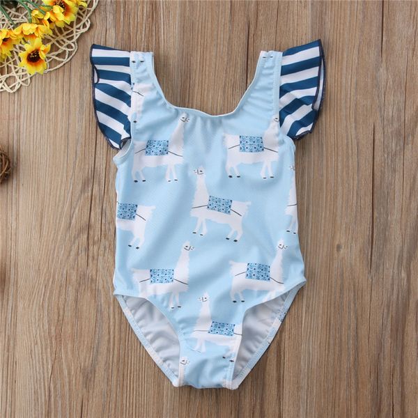 

new family bikini baby girls kids cartoon animal printed tankini little&big sister stripe bikini set one piece swimwear swimsuit
