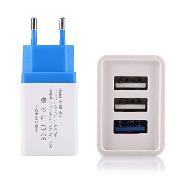 

5V / 2A 3USB Color Charger for US EU Universal Travel Charger High Quality Charging Plug Head 5 Colors New Arrival