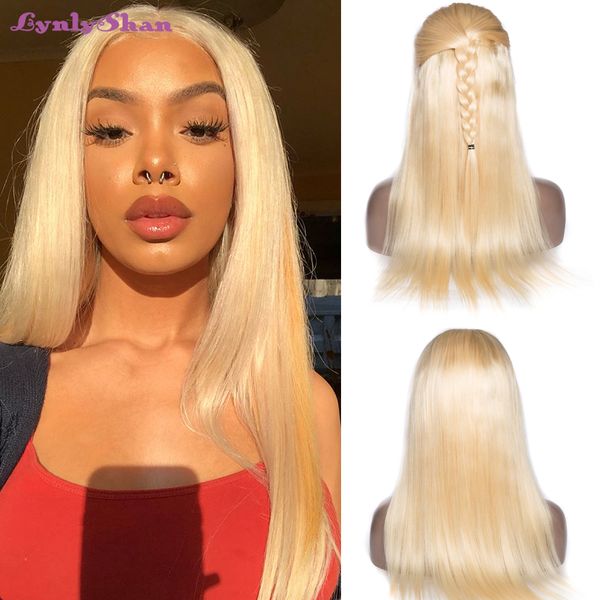 Lynlyshan 130 Density Brazilian Honey Blonde Human Hair Lace Front