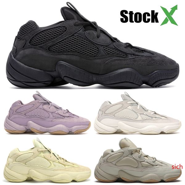 

new stone soft vision kanye west desert rat 500 men women running shoes designer bone white salt super moon yellow blush sport sneakers
