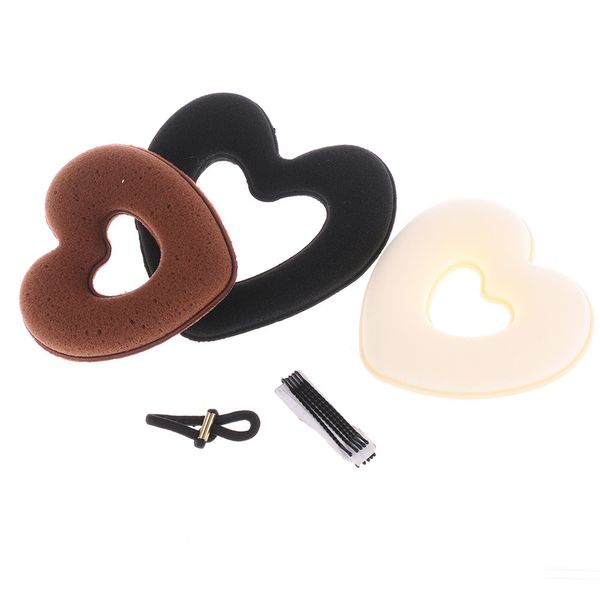 

1 set new diy donut bun heart maker magic foam sponge hair styling tool princess hairstyle hair bands hairpin hair accessories