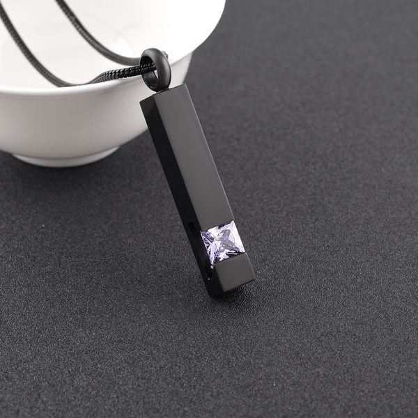 

sb113 камень инкрустация светло синий материал из нержавеющей стали черный бар кремация кулон погребальная урна пепел держатель на память, Silver