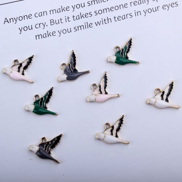 

10pcs 17*18mm diy enamel peace dove charms for bracelet fashion metal bird pigeon pendants earring necklace jewelry making, Bronze;silver