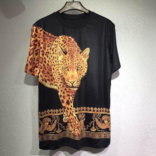 

2019 new ummer fa hion brand clothing leopard pattern hort leeve men 039 t hirt ca ual for male top