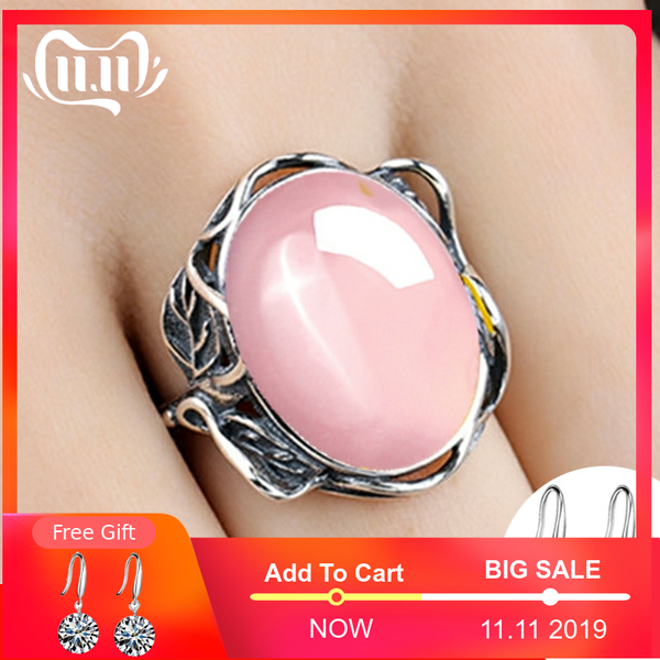 

13*18mm not fake s925 sterling silver australia rose quartz rings exaggerated pink rings gift shop lithuania chalcedony, Golden;silver