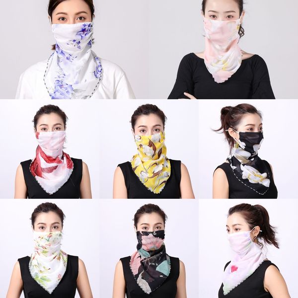 

yiwsy silk riding face mask scarf cycling triangle scarf sport anti-uv bandana neck fishing cover for face running hiking hairband, Black