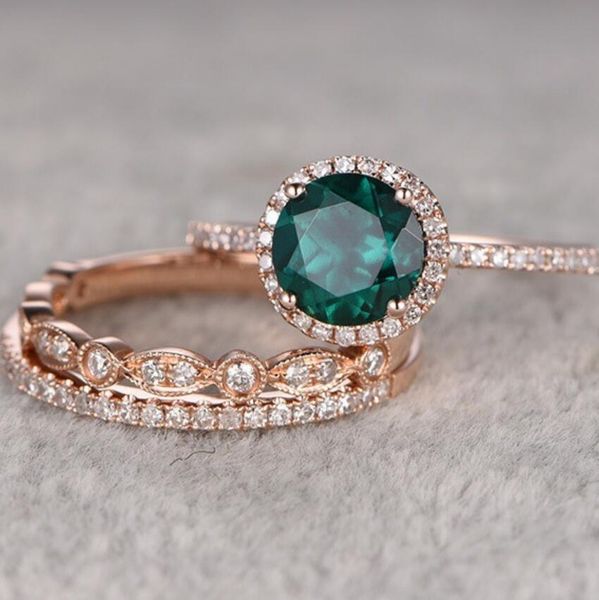 

jewelry emerald solitaire rings 14k gold plated rings sets zircon setting for women fashion of shipping, Golden;silver
