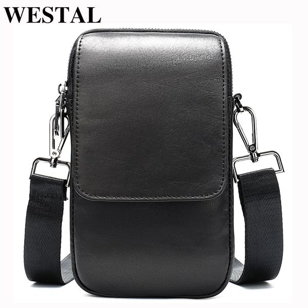 

westal bag men's small crossbody bag men genuine leather men's shoulder bags for cell phone belt waist packs for men handbag