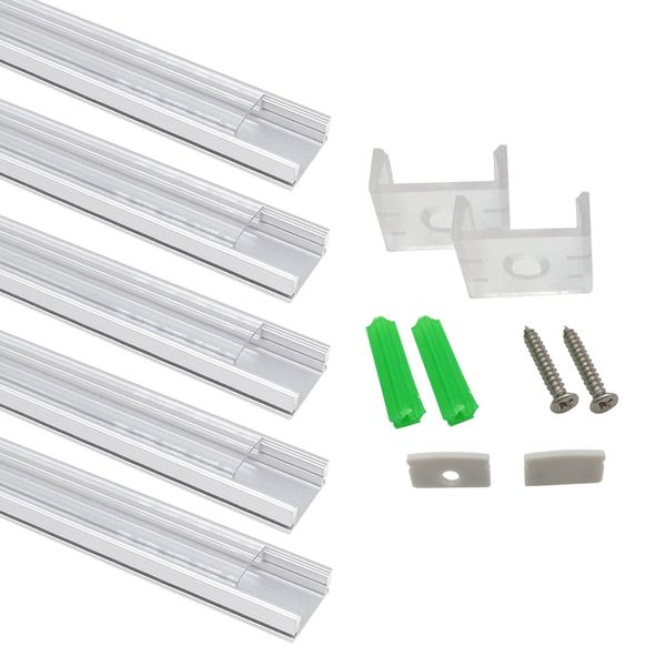 

u shape led aluminum channel with milky cover,end caps and mounting clips,aluminum profile for led strip light installations