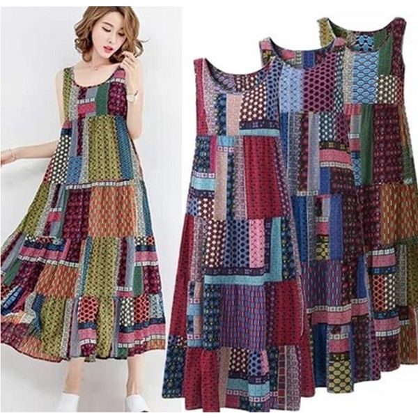 

bohe платье 2020 лето платье женщин богемской печать дама robe рукава среднего длинного шифон европейского vestidos плюс размер 5xl, Black;gray