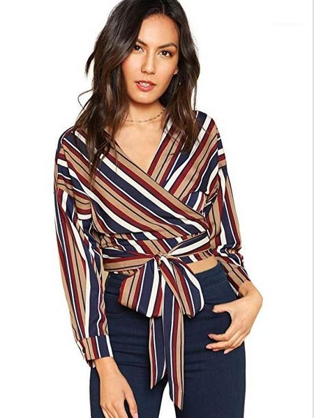 

styles sashes irregular blouse spring summer designer ldies panellend tshirts women striped deevp v neck shirt females fashion street, White