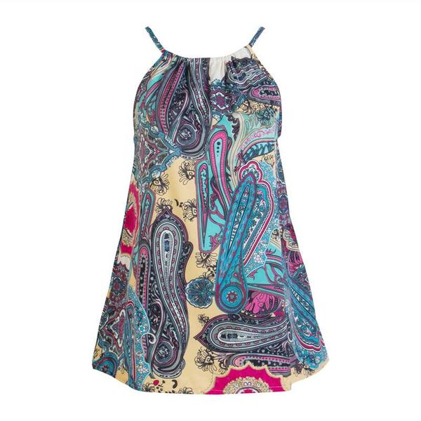 

floral print off shoulder polyester blouse women halter cool sleeveless female blouse shirt loose multicolor blusas, White