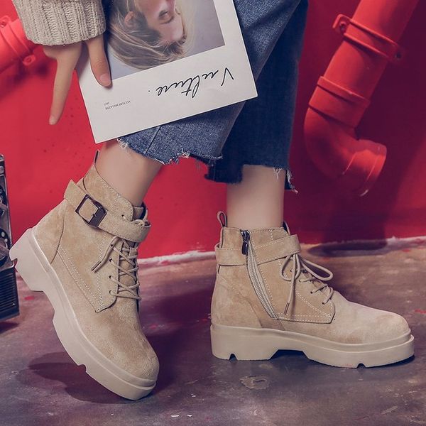 

autumn and winter new fashion trend wild thin belt ladies' england boots, Black