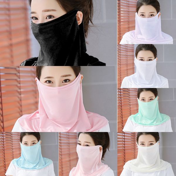 

qkibk женские стили маска для лица 38 шарф шелковый шифоновый носовой платок открытый ветрозащитный половина лица пылезащитный солнцезащитны, Black