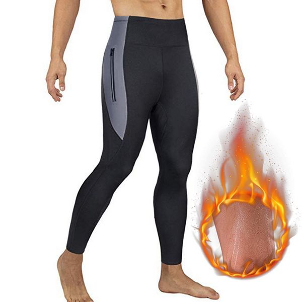 

vertvie new mens shapers keep warming sweat sauna neoprene trimmer legging control body shapers waist trainer slimming pants, Black;blue