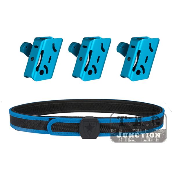 

ipsc aluminum magazine pouch + belt set uspsa competition high speed inner & outer belt w/ adjustment race master pistol holster, Black;gray