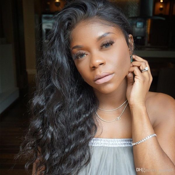 

body wave фронт шнурок человеческих волос для верхней передней парик женщина pre щипкового natural black бразильского волоса remy парики sil