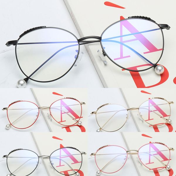 

women's oval frame plain fashionable myopia pearl women's oval frame plain fashionable myopia glasses pearl glasses, Silver