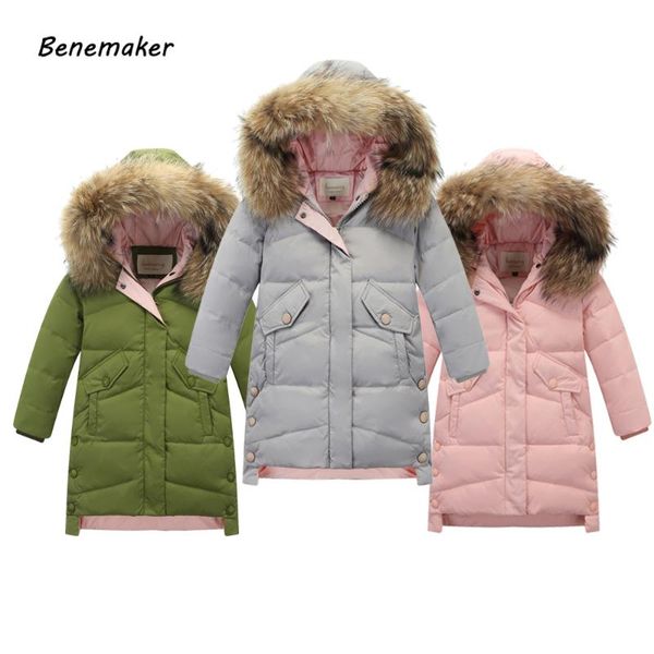 

benemaker down jackets for girl winter teenager coats children warm long parkas baby clothes 8 10 12 14 year kid outerwear yj163, Blue;gray