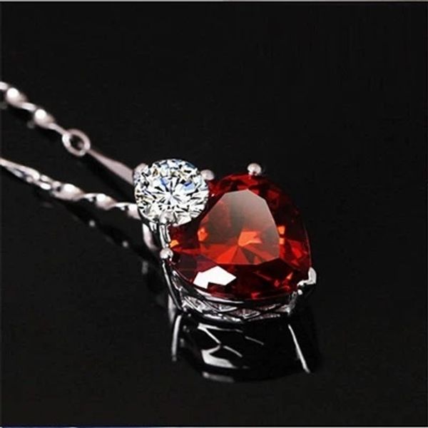 

jewelry red heart zircon earrings+necklace bridal jewelry set, Silver