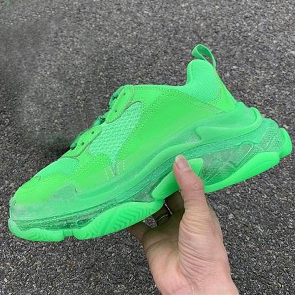 

paris 17fw triple-s triple s casual dad shoes men women fluorescent green ceahp sports designer
